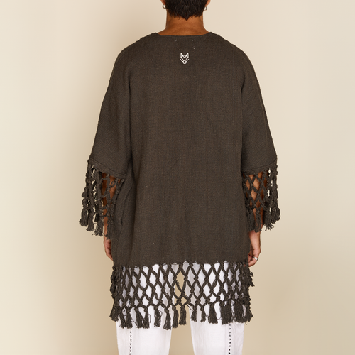BLACK FRINGE KIMONO