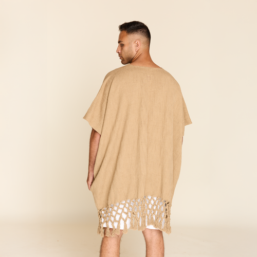 Fringe Poncho Beige