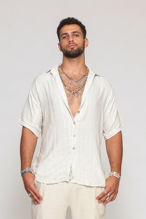 Cream stripe button down