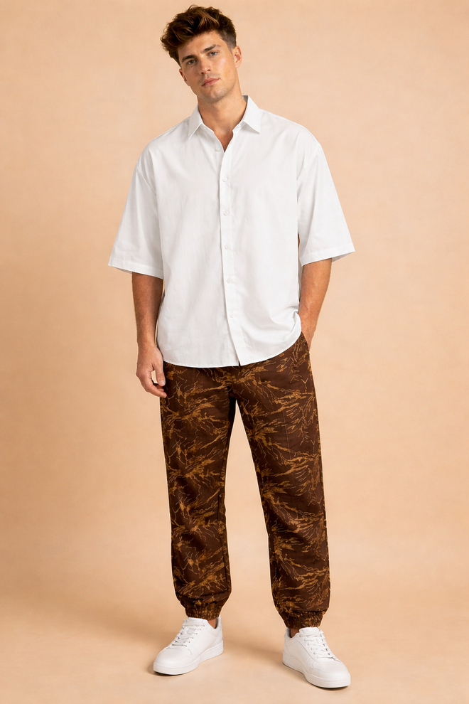 BROWN GOLD SPLATTER TROUSER