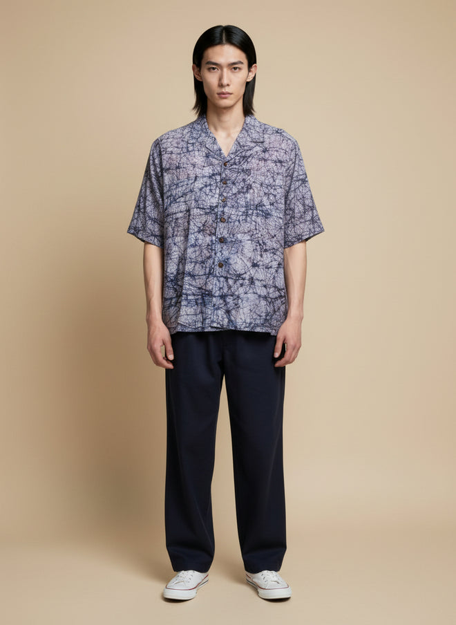 BLUE CRACK DYE SHIRT