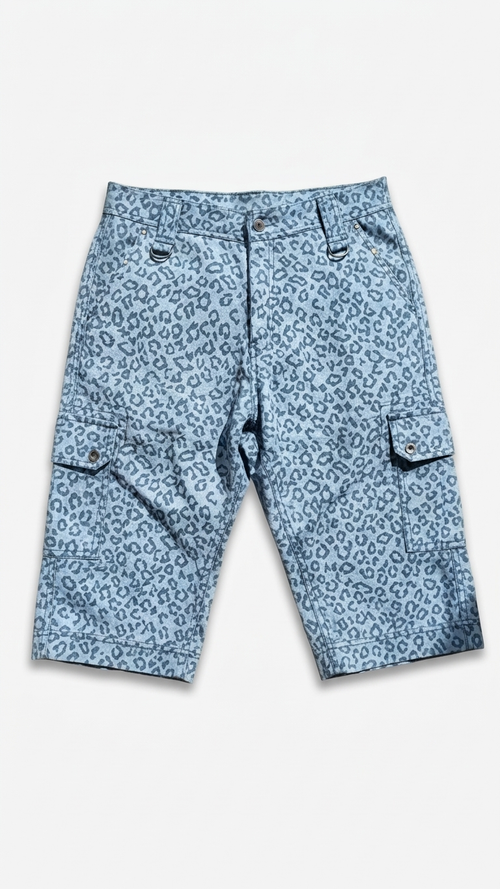 DENIM LEOPARD UTILITY PANTS