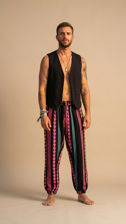 GEOMETRIP BLACK MULTICOLOR PANTS
