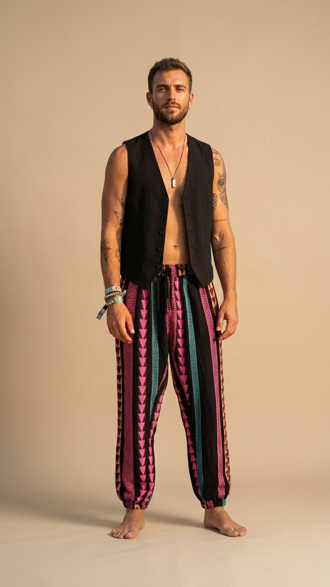 GEOMETRIP BLACK MULTICOLOR PANTS