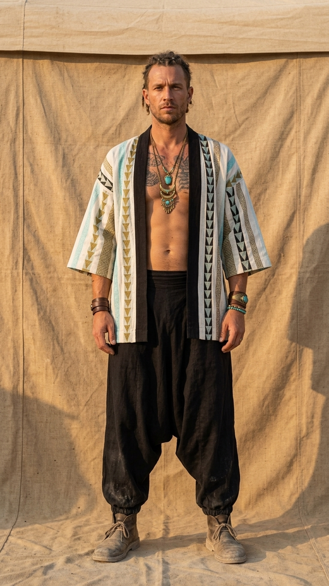 GEOMETRIP MULTICOLOUR KIMONO