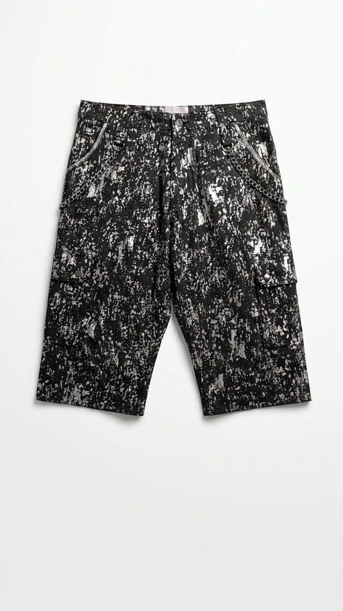 BLACK SILVER SPECKLE SHORTS