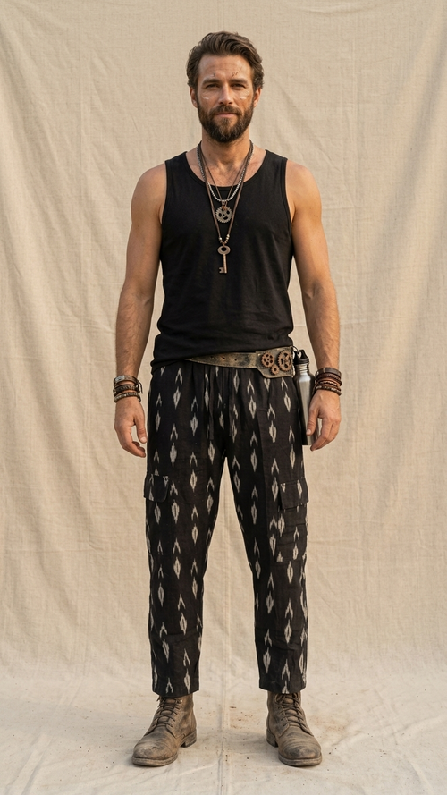 BLACK IKAT PANTS