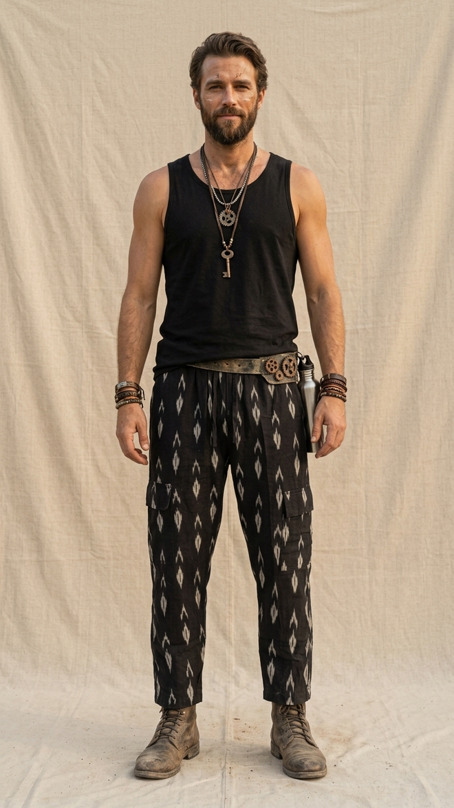 BLACK IKAT PANTS