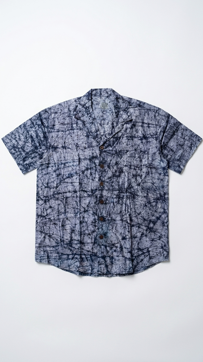 BLUE CRACK DYE SHIRT