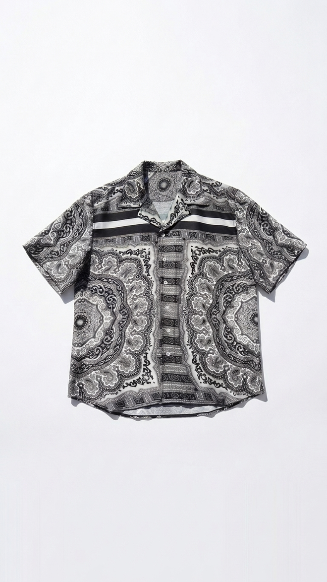 MONO STRIPE MANDALA SHIRT