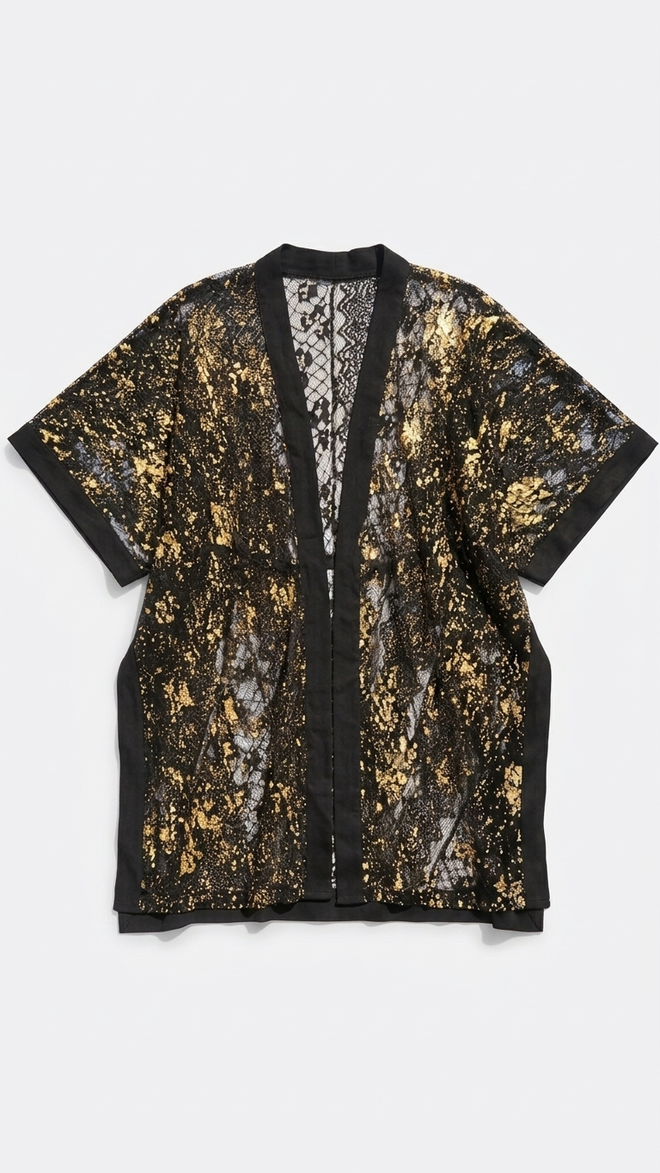 MIDNIGHT GOLD SHORT KIMONO