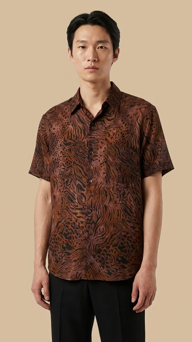 CRUSHED VELVET HALF SLEEVE SHIRT
