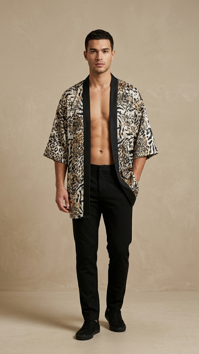 SATIN JAGUAR KIMONO